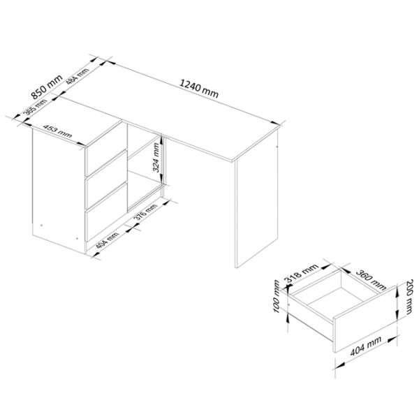 Masă de birou Akord B16 Left PAL melaminat/ Stejar Sonoma photo 4 Masă de birou Akord B16 Left PAL melaminat/ Stejar Sonoma photo 4