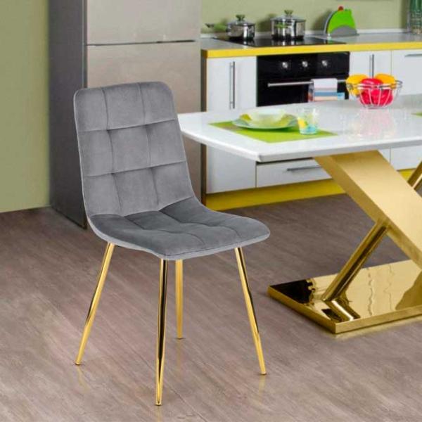Scaun de bucătărie Mebel Elite York Velur/ Gray Gold photo 3 Scaun de bucătărie Mebel Elite York Velur/ Gray Gold photo 3