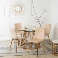 Кухонный стул Mebel Elite York Велюр/ Кремовый Золотой photo 5