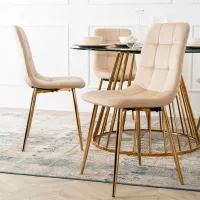 Кухонный стул Mebel Elite York Велюр/ Кремовый Золотой photo 6
