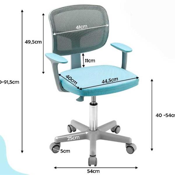 Офисное кресло Costway HY10252BL Акриловая сетка/ Blue Серый photo 4 Офисное кресло Costway HY10252BL Акриловая сетка/ Blue Серый photo 4