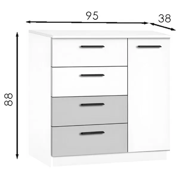 Комод Modern Andi 4+1S 88 x 95 x 38см/ ДСП/ Кашемир photo 2