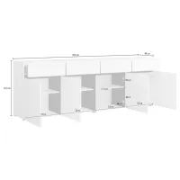 Comodă Helvetia Cross 4D4S 78.3 x 225 x 40/ Masiv/ Alb photo 2