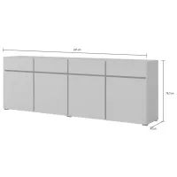 Comodă Helvetia Cross 4D4S 78.3 x 225 x 40/ Masiv/ Alb photo 4
