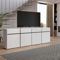 Comodă Helvetia Cross 4D4S 78.3 x 225 x 40/ Masiv/ Alb photo 6