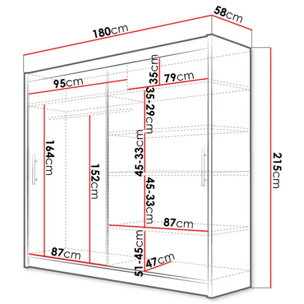Dulap Space Meble Bega III 58 x 180 x 215 / PAL / Chocolate photo 4