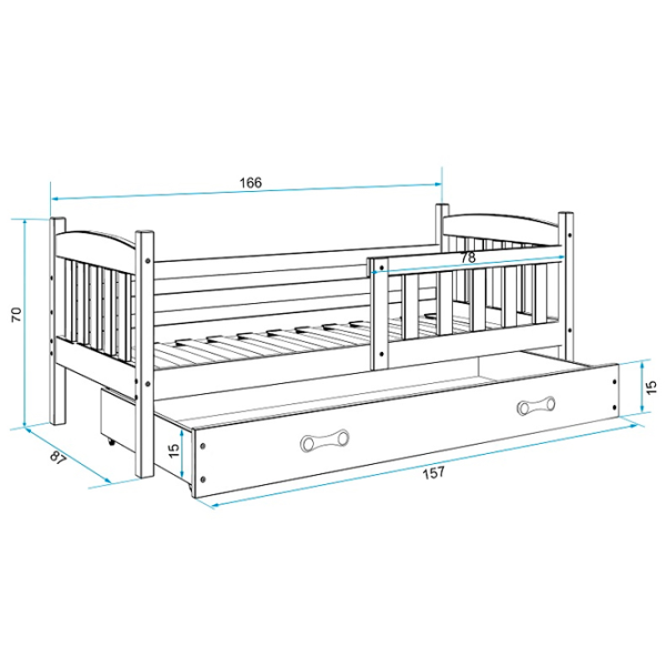 Pat pentru copii BMS Group Kubus 80 x 160 cm/ Masiv/ Graphite photo 3
