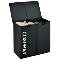 Корзина для белья Costway JV10787BK 105 л/ МДФ/ Black