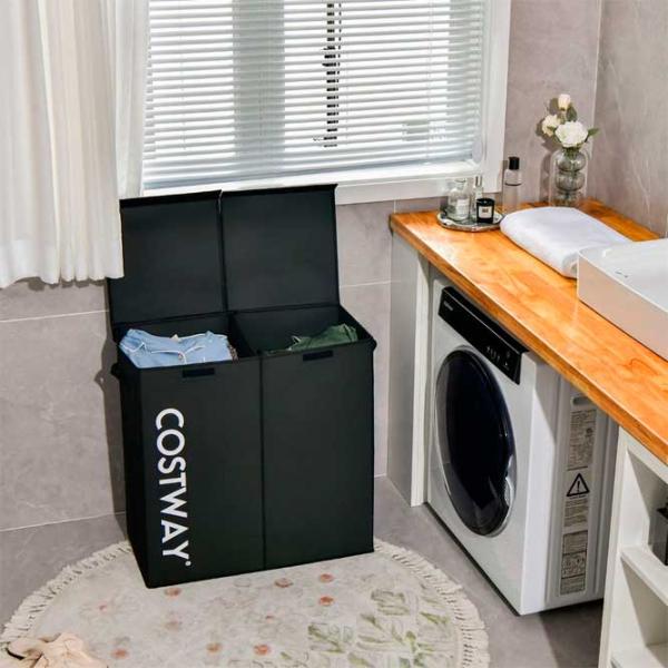 Coș pentru rufe Costway JV10787BK 105 l/ MDF/ Black photo 3