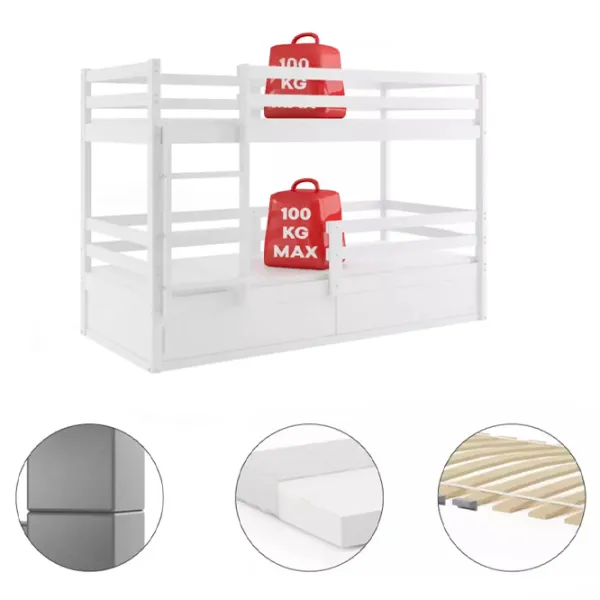 Pat pentru copii BMS Group Bingo 80 x 190 cm/ Masiv/ White photo 2