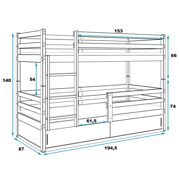 Pat pentru copii BMS Group Bingo 80 x 190 cm/ Masiv/ White photo 3