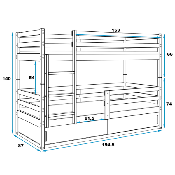 Pat pentru copii BMS Group Bingo 80 x 190 cm/ Masiv/ White photo 3