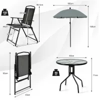 Set mobilă terasă Costway NP10472DK Oțel/ Sticlă/ Stofă/ Black photo 4