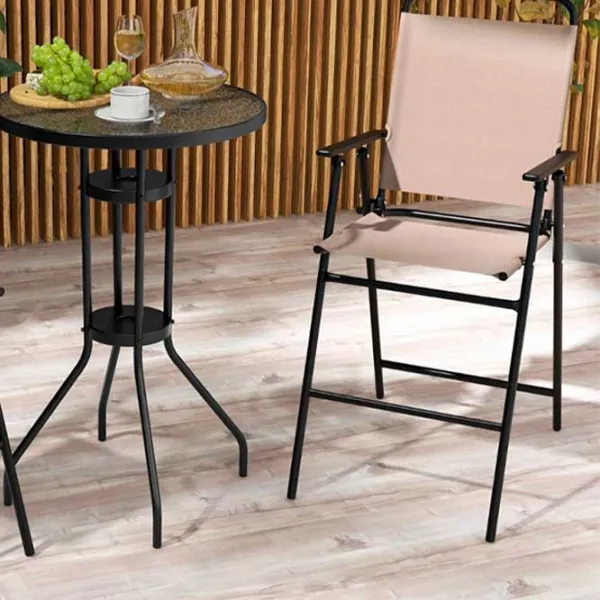 Set mobilă terasă Costway NP11357BE Metal/ Sticlă/ Stofă/ Beige photo 2
