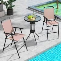 Set mobilă terasă Costway NP11357BE Metal/ Sticlă/ Stofă/ Beige photo 3