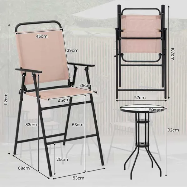 Set mobilă terasă Costway NP11357BE Metal/ Sticlă/ Stofă/ Beige photo 4