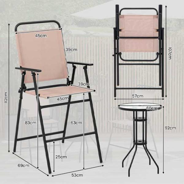 Set mobilă terasă Costway NP11357BE Metal/ Sticlă/ Stofă/ Beige photo 4