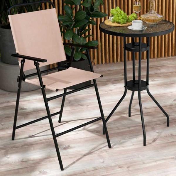 Set mobilă terasă Costway NP11357BE Metal/ Sticlă/ Stofă/ Beige photo 5