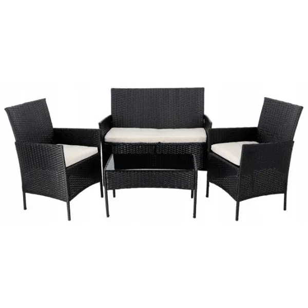 Set mobilă terasă GardenLine SAD3952 Oțel/ Sticlă/ Rattan artificial/ Black photo 1
