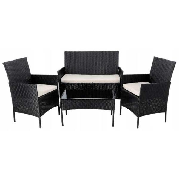 Set mobilă terasă GardenLine SAD3952 Oțel/ Sticlă/ Rattan artificial/ Black photo 1