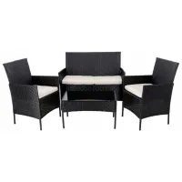 Набор мебели для террасы GardenLine SAD3952 Сталь/ Стекло/ Искусственный ротанг/ Black