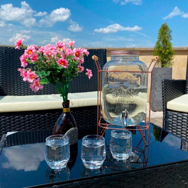 Set mobilă terasă GardenLine SAD3952 Oțel/ Sticlă/ Rattan artificial/ Black photo 2