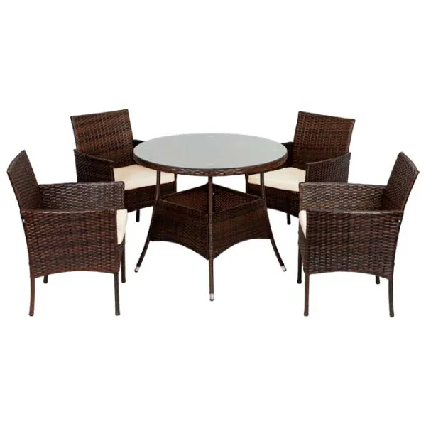 Set mobilă terasă Garden Select KJFR016BR Metal/ Sticlă/ Rattan artificial/ Brown photo 1