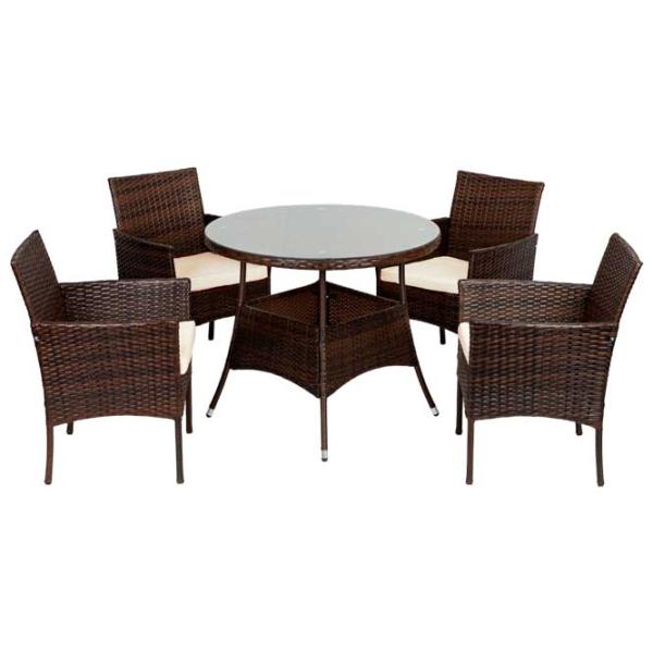 Set mobilă terasă Garden Select KJFR016BR Metal/ Sticlă/ Rattan artificial/ Brown photo 1