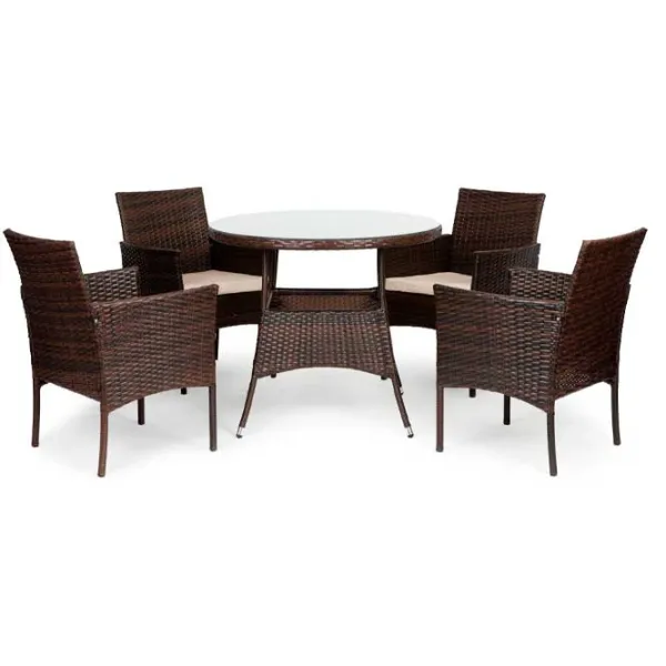 Set mobilă terasă Garden Select KJFR016BR Metal/ Sticlă/ Rattan artificial/ Brown photo 2