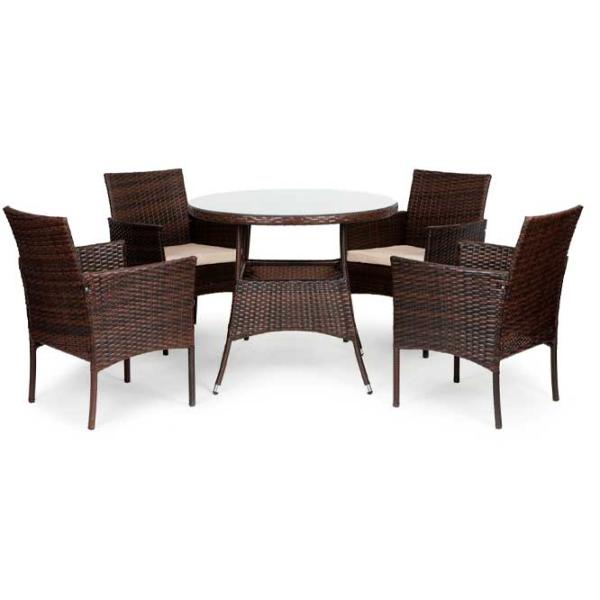 Set mobilă terasă Garden Select KJFR016BR Metal/ Sticlă/ Rattan artificial/ Brown photo 2