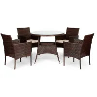 Set mobilă terasă Garden Select KJFR016BR Metal/ Sticlă/ Rattan artificial/ Brown photo 2