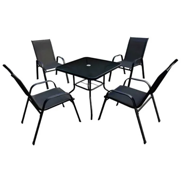 Set mobilă terasă GardenLine TIH3521 Metal/ Sticlă/ Stofă/ Black photo 1