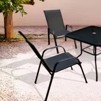 Set mobilă terasă GardenLine TIH3521 Metal/ Sticlă/ Stofă/ Black photo 3