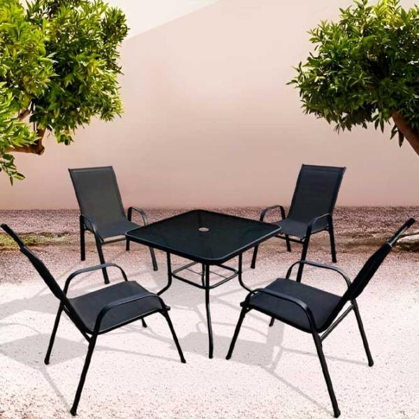 Set mobilă terasă GardenLine TIH3521 Metal/ Sticlă/ Stofă/ Black photo 4
