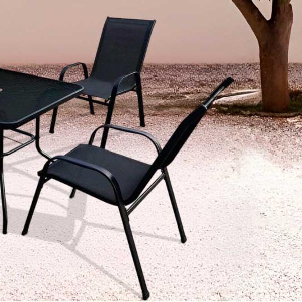 Set mobilă terasă GardenLine TIH3521 Metal/ Sticlă/ Stofă/ Black photo 5