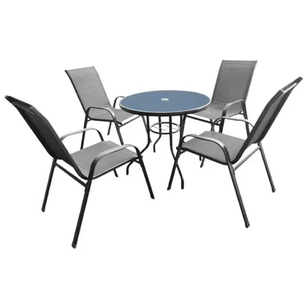 Set mobilă terasă GardenLine TIH3514 Metal/ Sticlă/ Stofă/ Gray photo 1