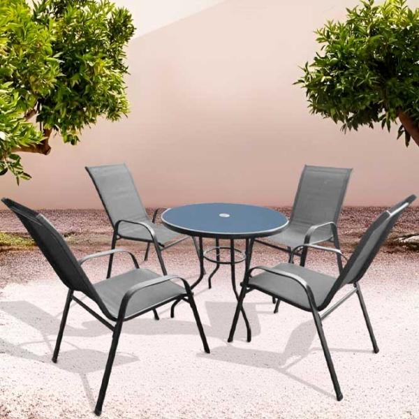 Set mobilă terasă GardenLine TIH3514 Metal/ Sticlă/ Stofă/ Gray photo 3