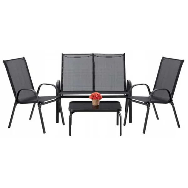Set mobilă terasă GardenLine NEO6397 Oțel/ Sticlă/ Stofă/ Black photo 1