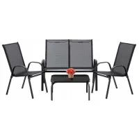 Набор мебели для террасы GardenLine NEO6397 Сталь/ Стекло/ Ткань/ Black