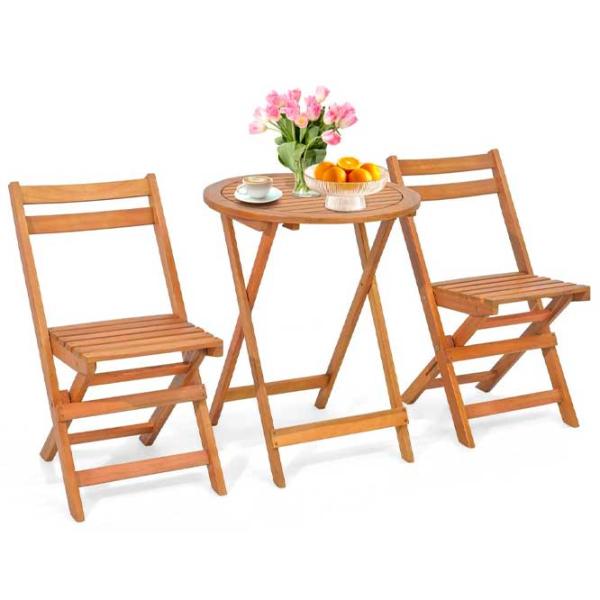Set mobilă terasă Costway HW71590 Masiv/ Lemn/ Lemn/ Beige photo 2