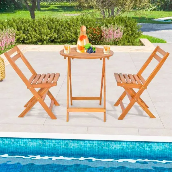 Set mobilă terasă Costway HW71590 Masiv/ Lemn/ Lemn/ Beige photo 3