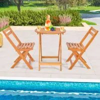 Set mobilă terasă Costway HW71590 Masiv/ Lemn/ Lemn/ Beige photo 3