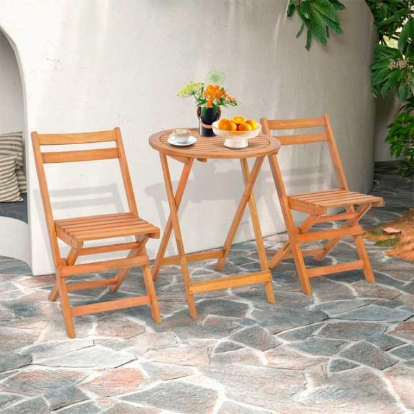 Set mobilă terasă Costway HW71590 Masiv/ Lemn/ Lemn/ Beige photo 4