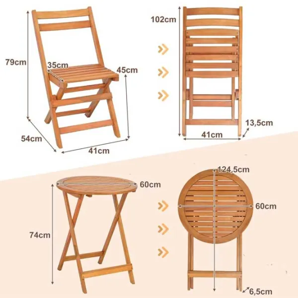Set mobilă terasă Costway HW71590 Masiv/ Lemn/ Lemn/ Beige photo 7