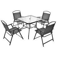 Набор мебели для террасы Costway NP11214GR Металл/ Стекло/ Ткань/ Серый