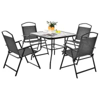 Set mobilă terasă Costway NP11214GR Metal/ Sticlă/ Stofă/ Gray photo 2