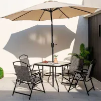Set mobilă terasă Costway NP11214GR Metal/ Sticlă/ Stofă/ Gray photo 5