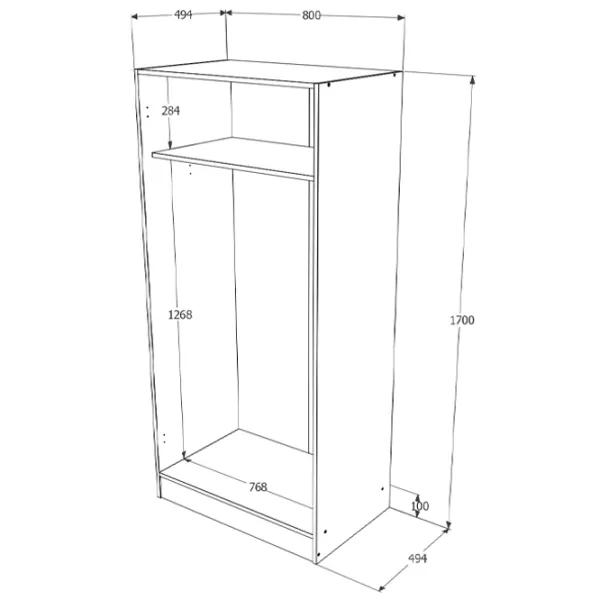 Шкаф Haaus Remi 2U 80 x 51см x 170 / ЛДСП / Венге photo 4