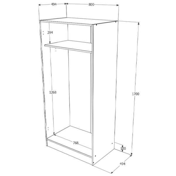 Шкаф Haaus Remi 2U 80 x 51см x 170 / ЛДСП / Венге photo 4