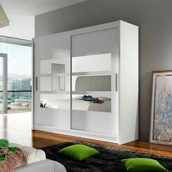Dulap Mobildor-Lux Bega III 180 x 58 x 215 / PAL / White photo 2 Dulap Mobildor-Lux Bega III 180 x 58 x 215 / PAL / White photo 2